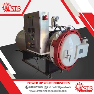 Mesin Sterilisasi Tanah Kecil Autoclave Retort Otomatis Suhu 100 sampai 180 Data Logger Design Pressure 10 Bar Cooling System Area Pontianak Lampung Bali
