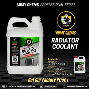 Radiator Coolant (Green/ Red) Dari Army Chems Dalam Kemasan Sesuai Permintaan (Jerigen Kaleng Aerosol & Drum)