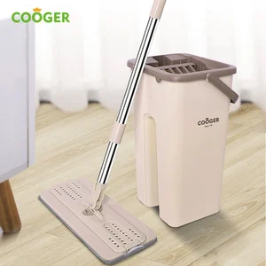 Cooger Kain Pel Lantai Dan Ember Warna Coffee Dengan Microfiber Dapat Diputar 360 Drajat