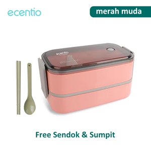 Ecentio Double-Layer Lunch Box Kotak Makan Kotak Bekal Kapasitas Besar 1600Ml