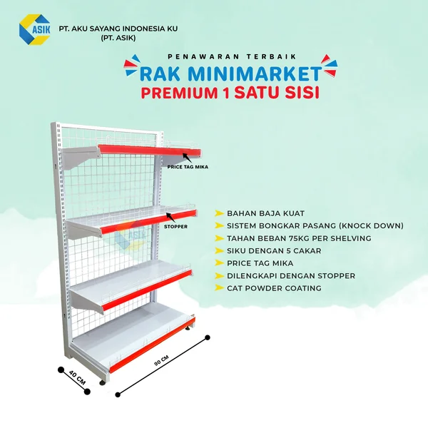 Rak Gondola Tipe Premium 1 Satu Sisi (Tinggi 150Cm)