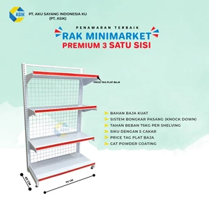 Rak Minimarket / Supermarket / Gondola Tipe Premium 3 Satu Sisi (Tinggi 150Cm)