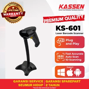 Kassen Ks-601 Barcode Scanner 1D Autoscan&Continous Usb+Stand