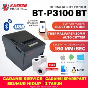 Bluetooth Printer Kasir Kassen Bt P3100 Thermal Paper 80 Autocutter