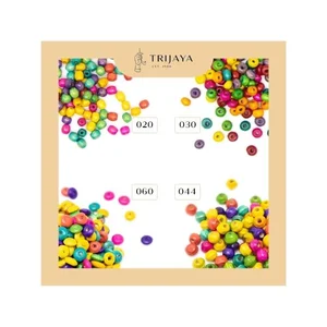 Trijaya Mote Kayu Wooden Beads Assorted / Rainbow / Warnawarni