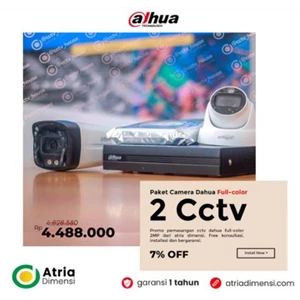 Paket Kamera Cctv Dahua Full-Color 2 Camera 2Mp