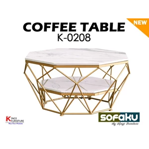 Coffee Table K 0208  Laris Meja Tamu Kaca Bulat Round Coffee Table
