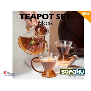 Mug Cangkir Teapot Set Glass Tempat Teh Kopi
