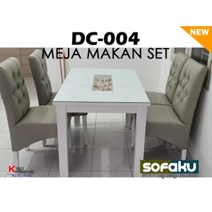 Dc-004 Paket Meja Makan Keluarga Set Kursi Meja Pasir Kerang Sofaku