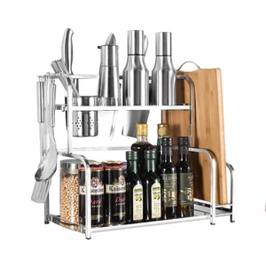 2 Tier Kitchen Storage Stainless Steel Spice And Knife Rack