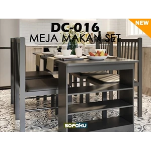 DC016 Paket Meja Makan Kayu Premium Sofaku 4 Kursi Dekorasi Hangat