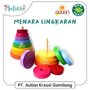 Mainan Edukasi Balok Kayu Menara Lingkaran