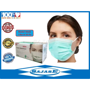 Masker 3ply Earloop Karet Kuping Hijau Merk Onemed Masker Kemenkes Harga 1 Box isi 50 Pcs