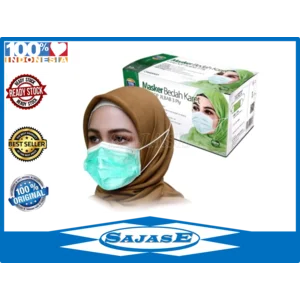 Masker 3 ply Medis Headloop Masker Hijab Harga 1 Box isi 50 Pcs Warna Hijau