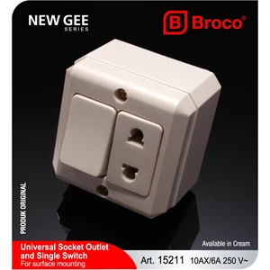 Universal Socket Broco Outlet and Single Switch Outbow NG Cream