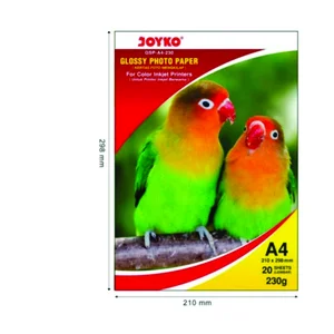 KERTAS GLOSSY INKJET JOYKO GSP A4 230G@20S KEMASAN (1 PACK = 10 SET)