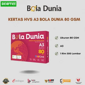 KERTAS HVS A3 BOLA DUNIA 80 GSM
