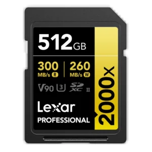 Kartu Memori Lexar Professional 2000x SDXC UHS-II. U3. V90. RW up to 300/260 MB/s LCXEXSL512G-RNENG Capacity 512GB