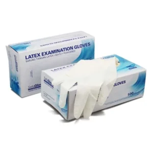 SafeGloves Sarung Tangan Latex Isi 100 Pcs Size L Bedak Ringan Non Steril Ambidextrous Disposable Exam Gloves