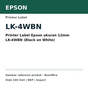 Printer Label Epson ukuran 12mm LK-4WBN (Black on White)