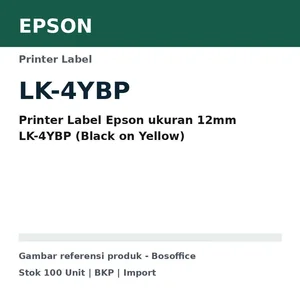 Printer Label Epson ukuran 12mm LK-4YBP (Black on Yellow)