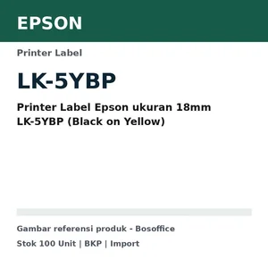 Printer Label Epson ukuran 18mm LK-5YBP (Black on Yellow)