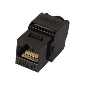 Hermesys HydraXTM Modular Jack Keystone Cat 6A Unshielded 180 Degree Tool-Free Black