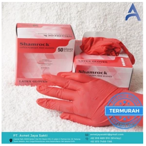Sarung Tangan Karet Latex Non Powder - Red Merk Shamrock Gloves M