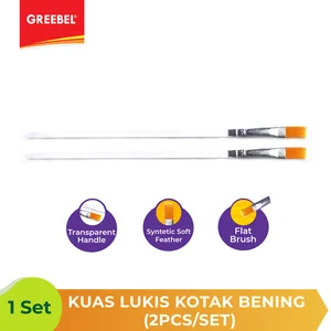 Kuas Lukis Kotak Bening / Flat Transparent (2Pcs/Set)