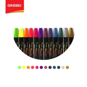Greebel Kids Oil Pastel / Crayon Neon Metallic 12 Colours Oil & Dry Pastel