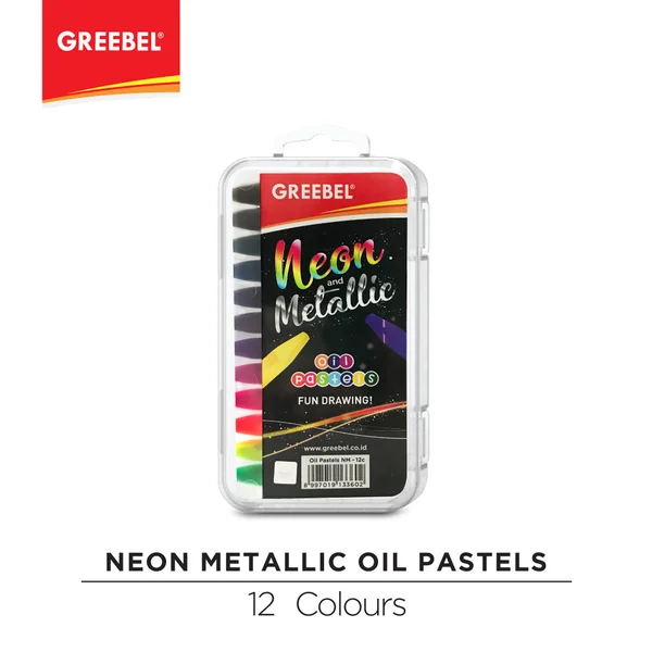 Greebel Kids Oil Pastel / Crayon Neon Metallic 12 Colours Oil & Dry Pastel