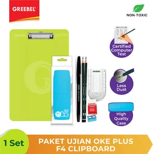Greebel Paket Alat Tulis Paket Ujian Oke + F4 Clipboard