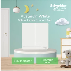 Schneider Electric AvatarOn Saklar Lampu Putih - 2 Gang 1 Arah