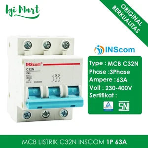 MCB LISTRIK INSCOM C32N 3P 63A / MINI CIRCUIT BREAKER 3 POLE 3 PHASE