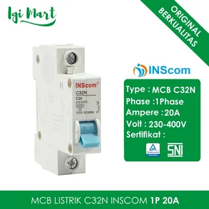 MCB LISTRIK INSCOM C32N 1P 20A / MINI CIRCUIT BREAKER 1 POLE 1 PHASE
