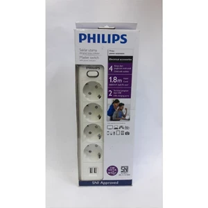 Stop Kontak Philips Colokan Listrik 4 Lubang + USB Port 1.8m