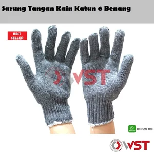 Sarung Tangan Kain 6 Benang Abu-Abu