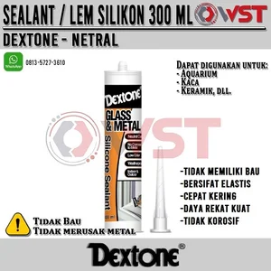 Lem Silikon Dextone Netral Tanpa Bau Hitam Putih Bening Abu-Abu