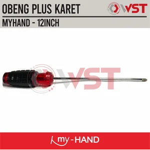 Obeng Gagang Karet Plus 12inch / Obeng Panjang + 12 x 300 mm / 12x300