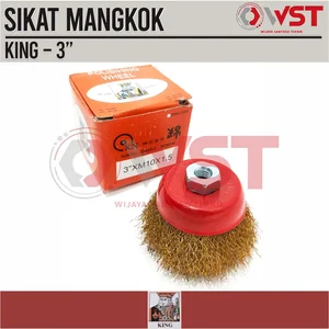 Sikat Mangkok KING 3inch / Crimped wire cup brush 3" / Sikat Baja