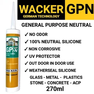 Lem Silikon WACKER GPN Neutral / Sealant Netral / Lem Kaca Silicone - Putih