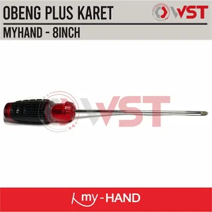 Obeng Gagang Karet Plus 8inch / Obeng Panjang + 6 x 200 mm / 6x200