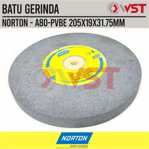Norton Batu Gerinda Duduk 8Inch A80 / Batu Asah 205x19x31.75 Grit 80