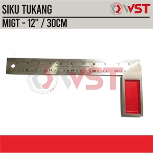 Siku Tukang Tebal might 30cm 12inch / Penggaris Siku Ukir 12"