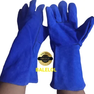 14 Inch Blue Leather Welding Safety Gloves