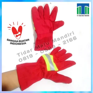Red And Orange Firefighter Gloves