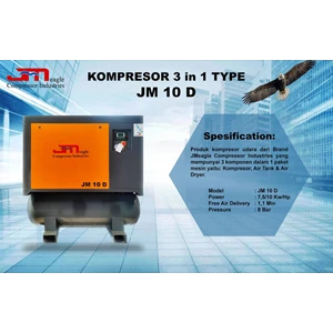 kompresor Angin sekrup 10 HP brand JM Eagle Type JM 10 D-3in1