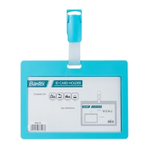 Name Tag Bantex ID Card Holder With Clip Landscape Sky Blue 886423 Min. 12 Pcs