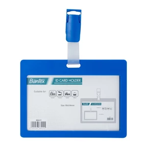 Name Tag Bantex ID Card Holder With Clip Landscape Cobalt Blue 886411 Min. 12 Pcs