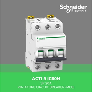 MCB Miniature Circuit Breaker Schneider Electric Acti 9 iC60N 3P 20A